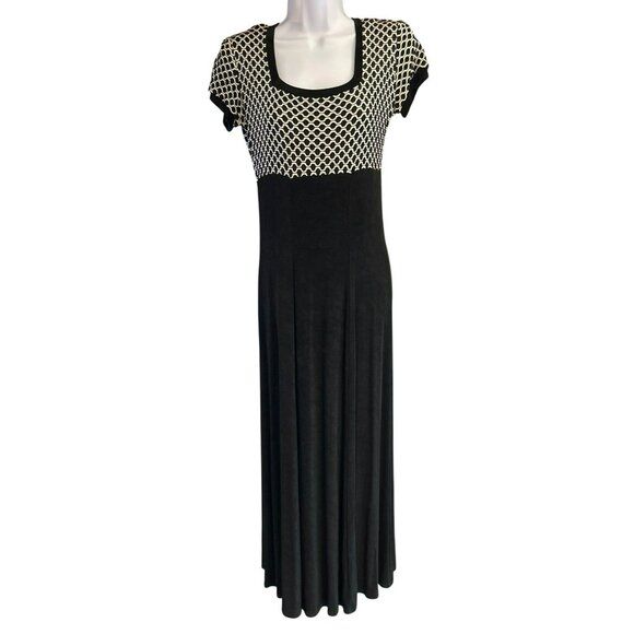 Vintage Y2K Citi Dress Black White Geometric Print Maxi Dress Size 6 Paper Tag - Picture 1 of 6